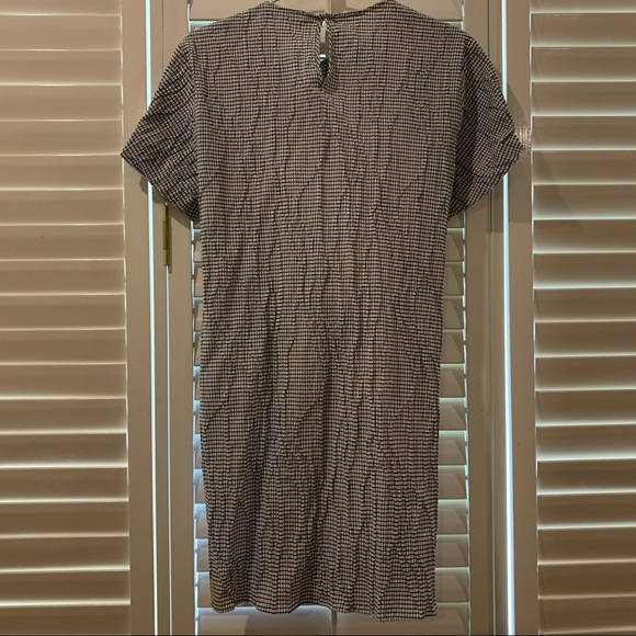 Zara Creased Effect Checkered Dress with Bow - Picture 11 of 14